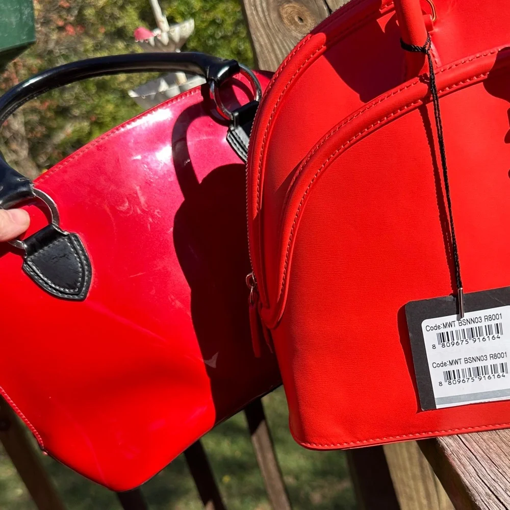 MCM Anna Large Red/Orange NWT Dome Crossbody Satchel COA Full Inclusion - Picture 11 of 12